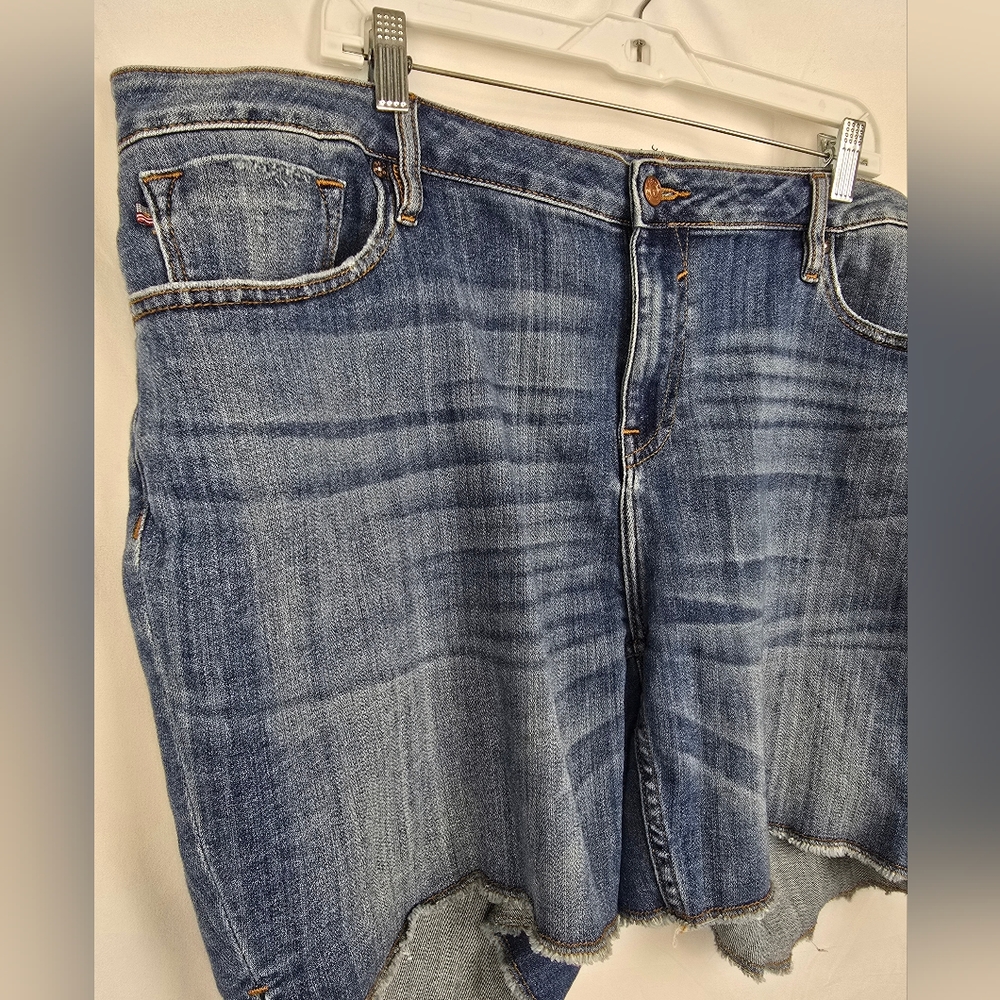 Vigoss Jagger Shorts Blue Denim Frayed Hem High-Rise Women's Plus Size 22 - Picture 2 of 7